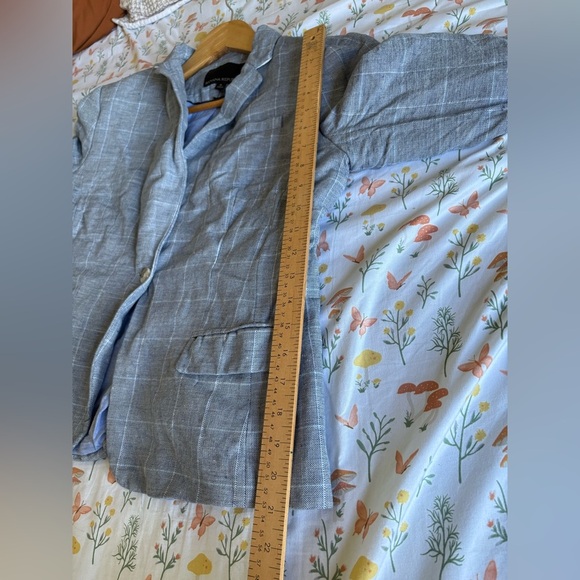 Banana Republic blazer blue grey plaid size 8 suit jacket single button - Picture 8 of 10
